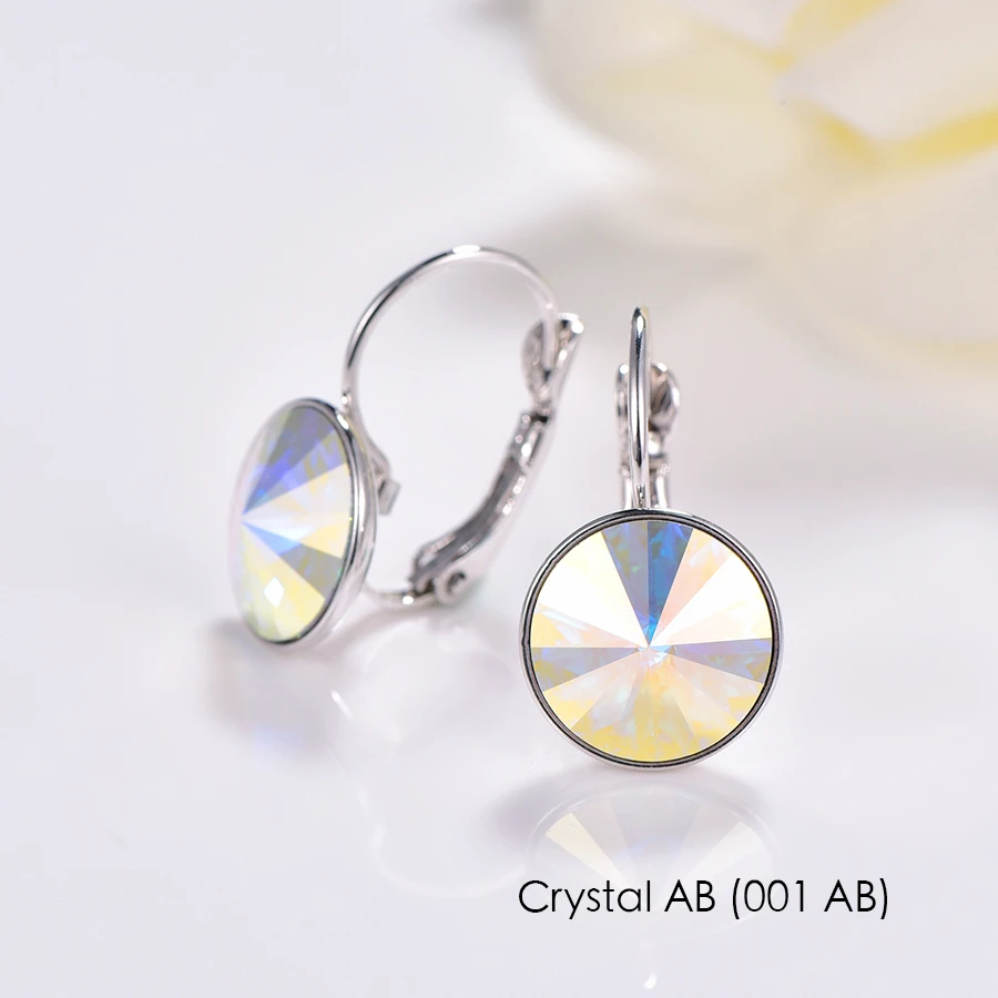 Новые модные серьги-гвоздики с кристаллами Swarovski, круглые женские серьги Bella, элегантные вечерние серьги, свадебные украшения, подарок для мамы - Окраска металла: Crystal AB