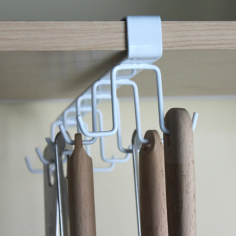 

Japanese style double row ten hook hanger cabinet partition hanger nail free hole free traceless wardrobe