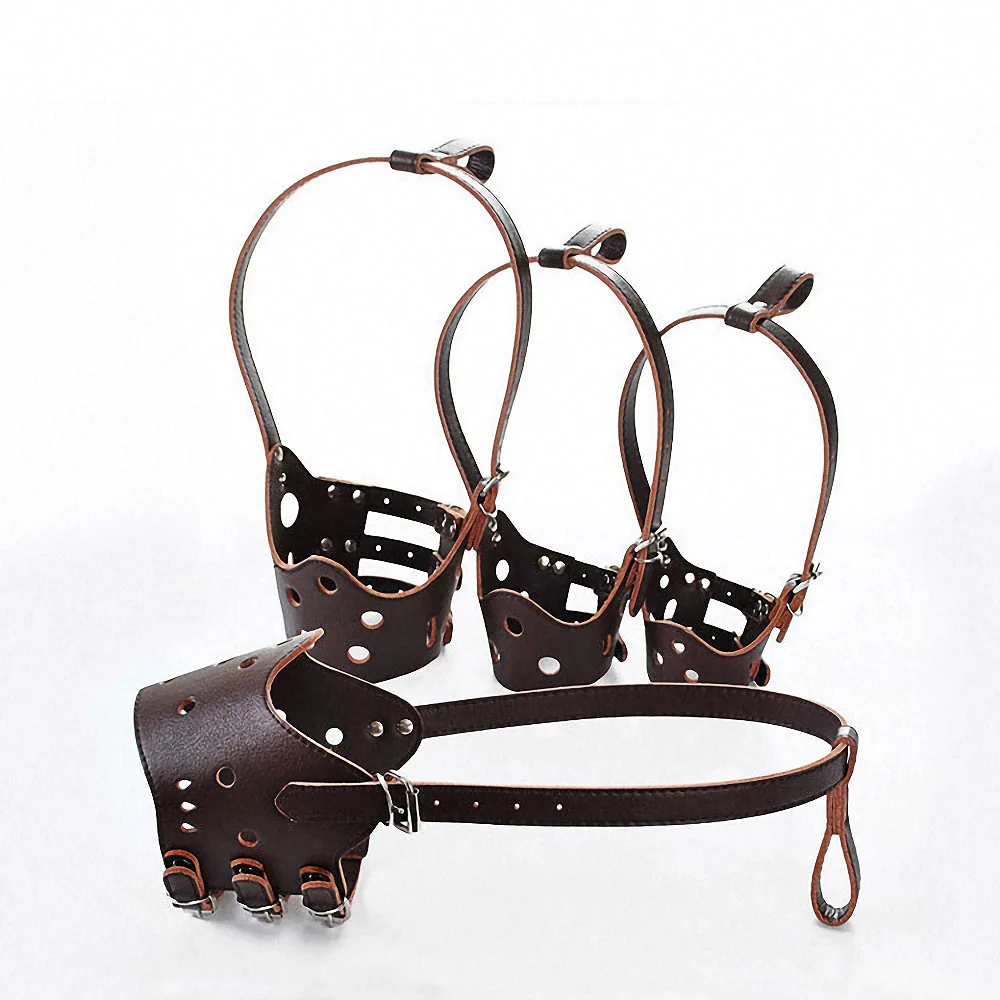 Регулируемый кожаный намордник для собак анти-намордник против лая жевательные