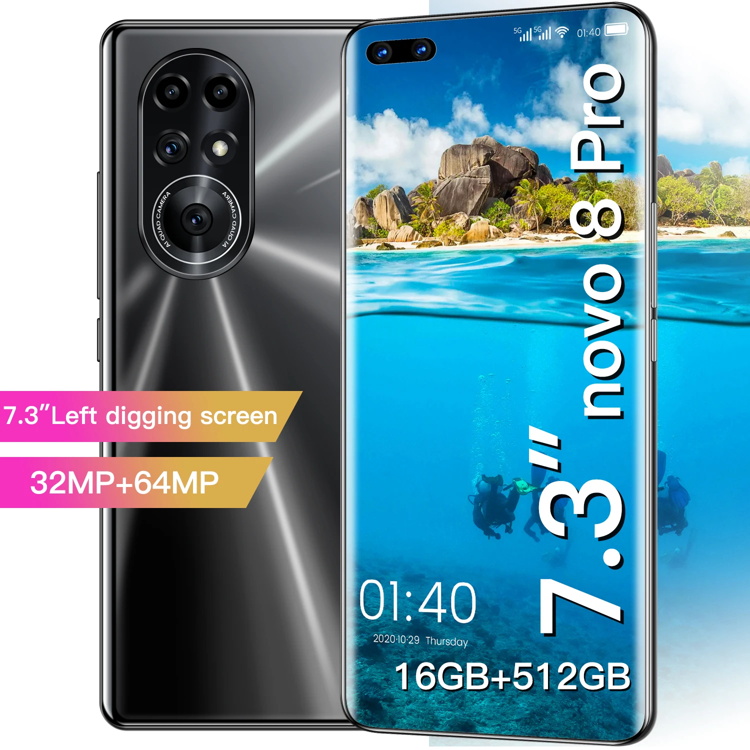 Смартфон Novo 8 Pro 7 3 дюйма 16 + 512 ГБ Android 11 0 32 64 мп 6800 мАч|Бамперы| |
