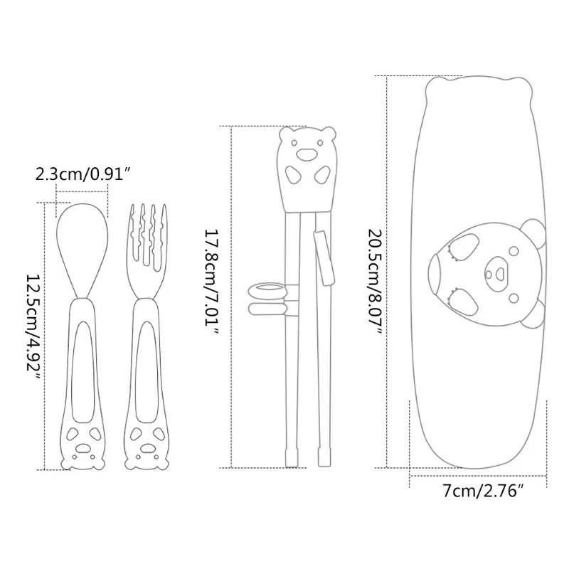 Kids Cutlery Set with Training Spoon Fork Chopsticks and Storage Box for Baby Toddler Promotes Self Feeding Cartoon | Дом и сад