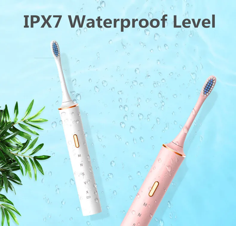 

Sonic Electric Toothbrush IPX7 Waterproof Cordless Ultrasonic Rechargeable Toothbrush with Replacement Brush Heads Black White
