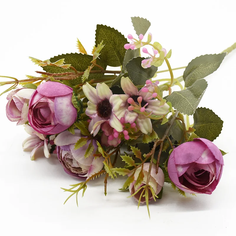 Искусственные цветы, 1 пучок, 5 вилок, 12 головок, вазы декоративные для дома, недорогие аксессуары для свадьбы, «сделай сам», реквизит для фотографий