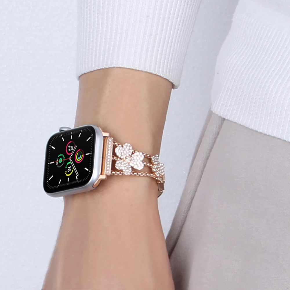 New Bling Metal Bracelet For Apple Watch Band 49mm 45mm 41mm 42mm Luxury Stainless Strap for apple watch 8 7 6 se 5 4 Watchband