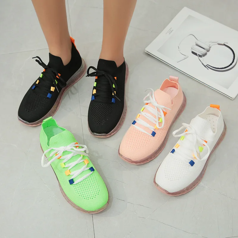 

Fashion Women's Vulcanized Shoes 2021Platform Ladies Breathable Sneakers Flat Lace Up Female Casual Comfort Plus Size Women Shoe