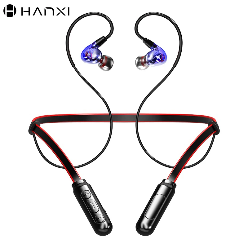 Шейные Bluetooth спортивные наушники крюк дизайн наушники двойные динамические драйверы беспроводная гарнитура с микрофоном Поддержка TF карты
