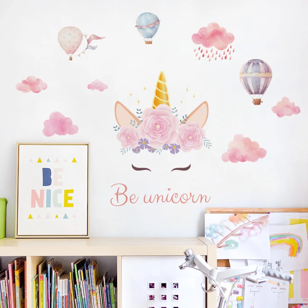 Cute Cartoon Wall Stickers: Fantasy Unicorn Pattern for Girly-Styled Baby Bedroom and Home Decoration (QT1569) image 3