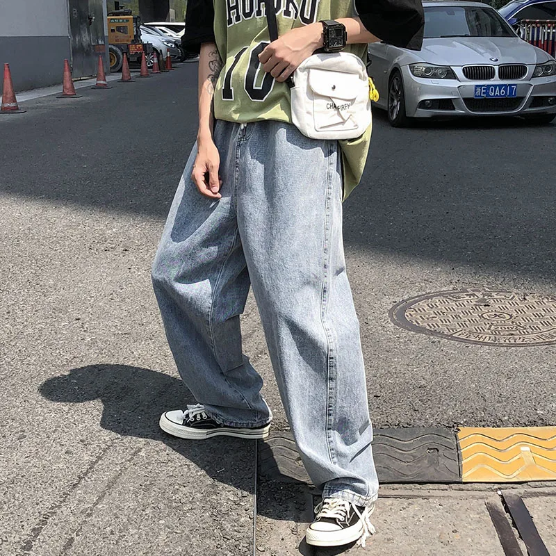 

Hip Hop Jeans Men's Fashion Brand Daddy Cropped Straight Loose Wide-Leg Pants Drape BF Hong Kong Style All-Matching Trendy Pants