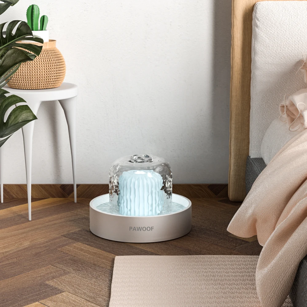 

PAWOOF 360° smart cat drinking fountain with control button and high performance long-lasting filter