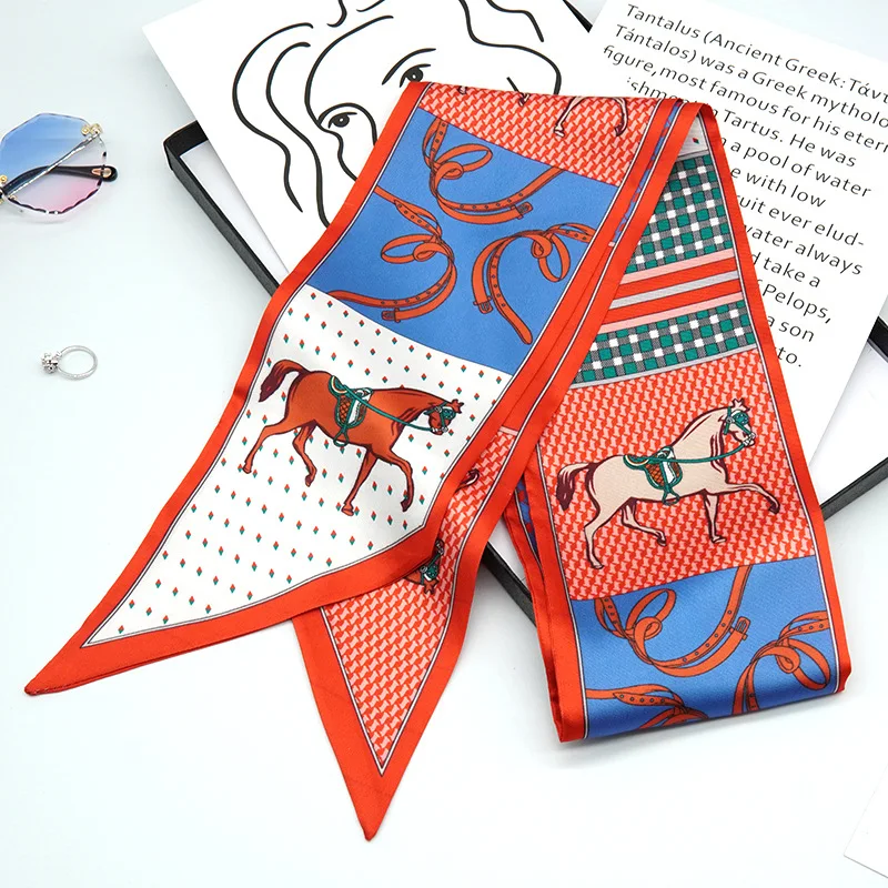 Шарф Шелковый женский с принтом в виде лошади |