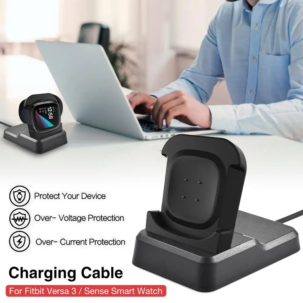 

Smart Watch Charger Charging Dock For Fitbit Versa 3 Fitbit Sense Smart Watch Square Disk Charger Fitbit Charger Stand