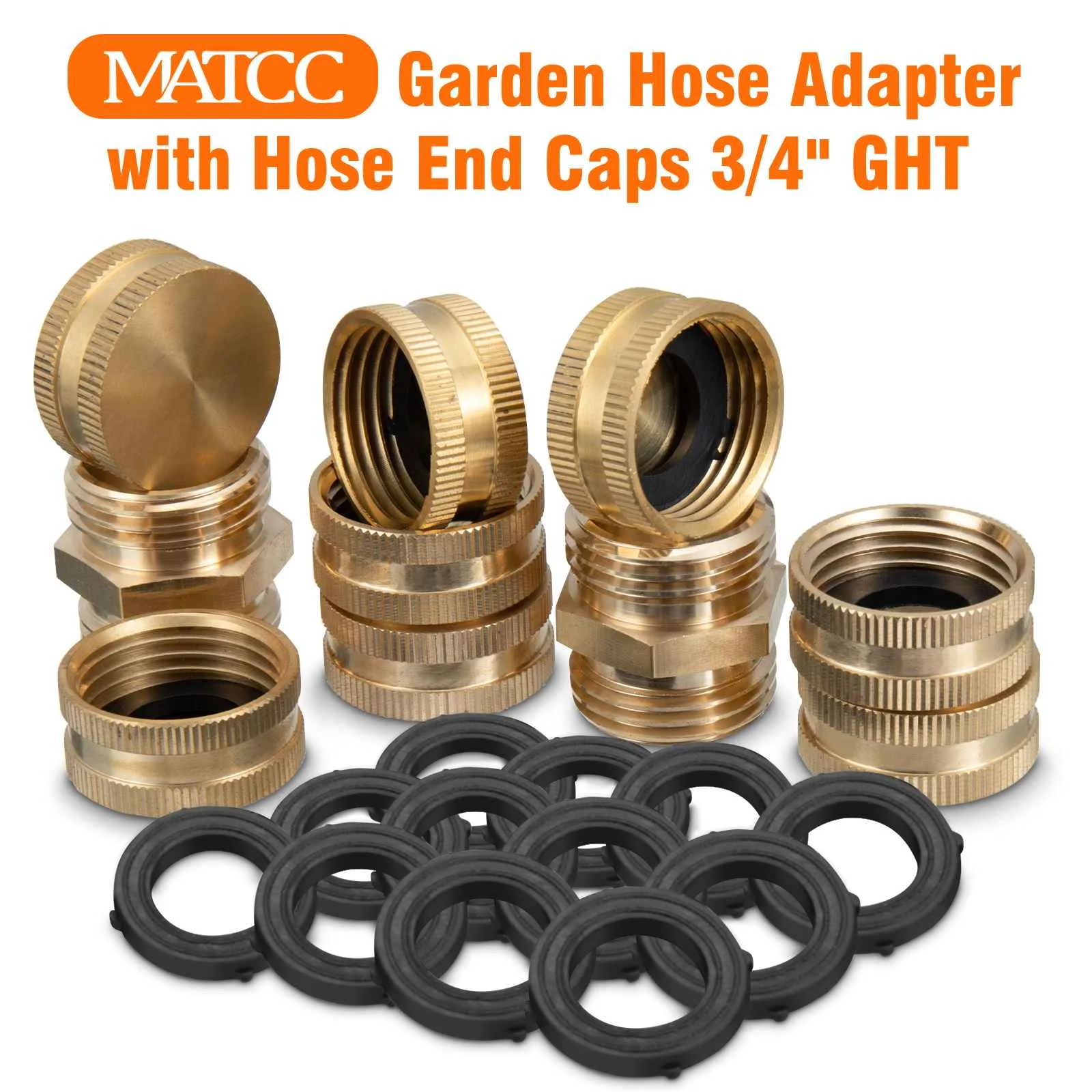 

4 Pack 3/4 Inch Garden Hose Adapter Brass Hose Connector Coupling Systems Quick Threaded Connectors For Watering Irrigation
