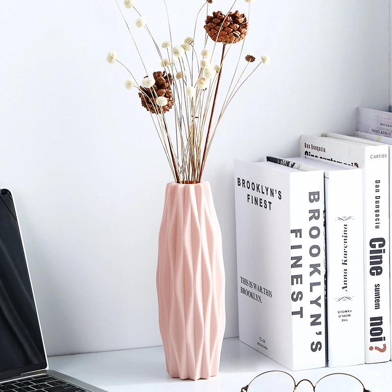 

Flower Vase Decoration Home Plastic Vase White Imitation Ceramic Flower Pot Flower Basket Nordic Decoration Vases for Flowers