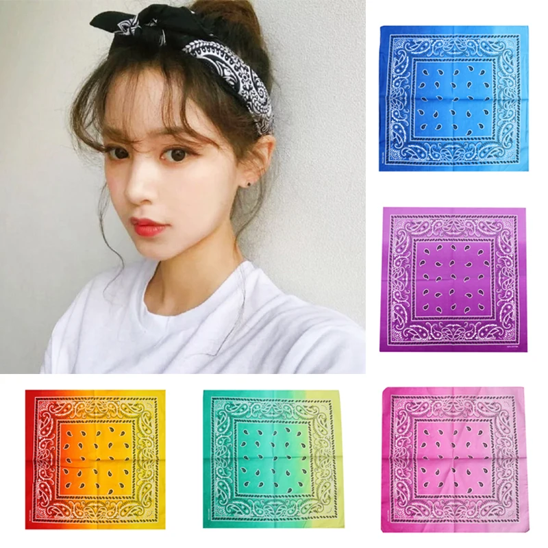 Хлопковая бандана для мужчин яркий градиентный цвет синий оранжевый розовый