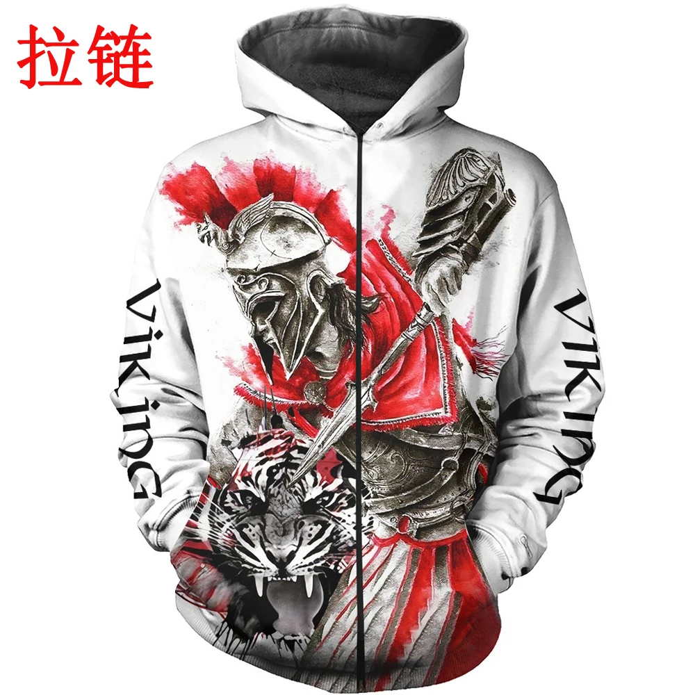 Мужская повседневная толстовка с капюшоном и принтом воин Тигр | одежда