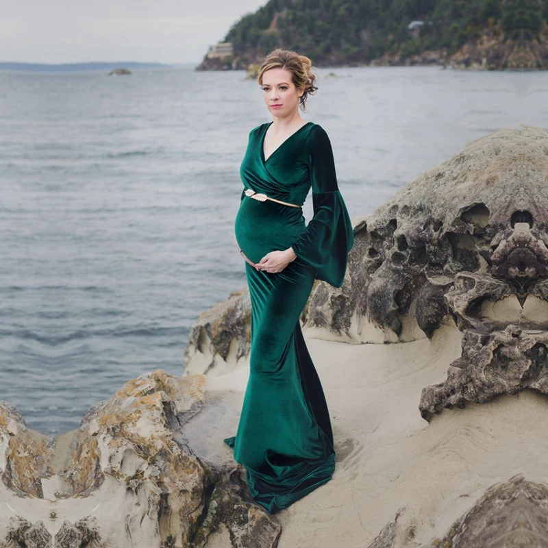 Детское длинное платье для душа зимнее беременных бархатное фотосессии платья