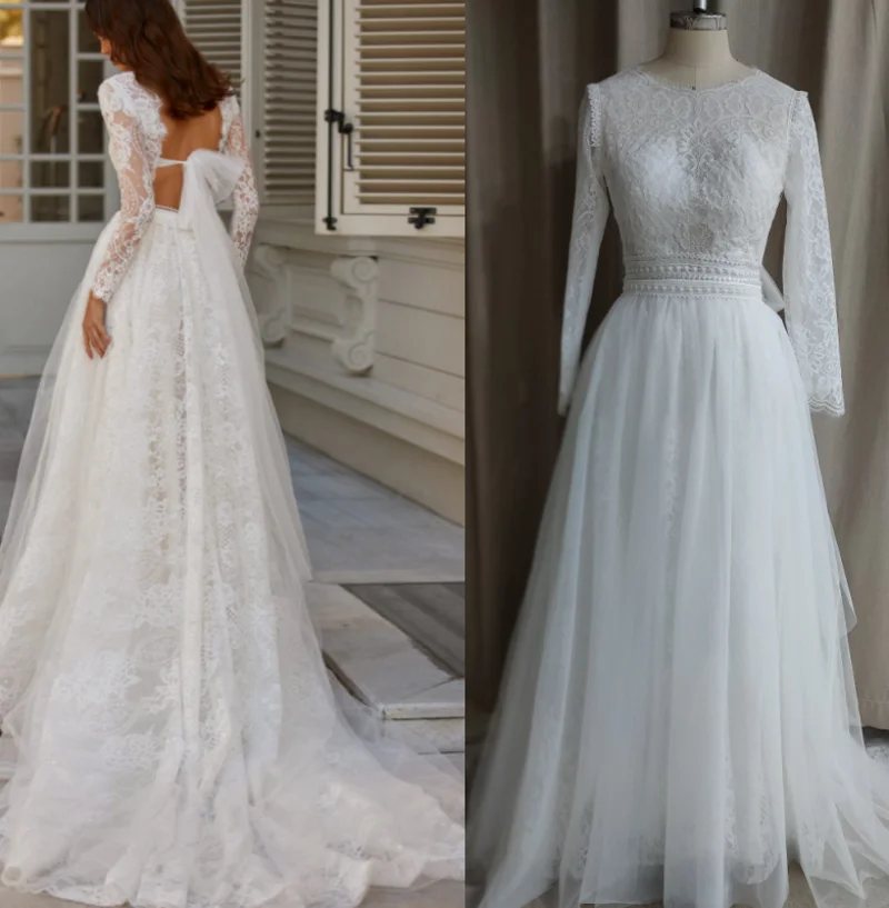 9650 # соблазнительное свадебное платье с глубоким вырезом длинным рукавом и