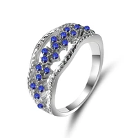 womens blue crystal ring multilayer openwork design personality fashion wedding ring jewelry engagement girl jewelry gift