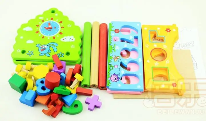 

Kids Educational wooden Block toy Digital dismantling house block cognitive matching Wood wisdom building blocks Montessori toys