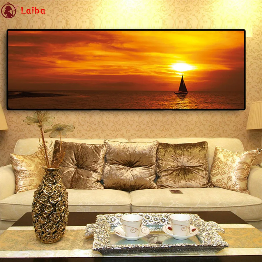 Алмазная 5d картина сделай сам небесные сарафаны лодка морской природный пейзаж