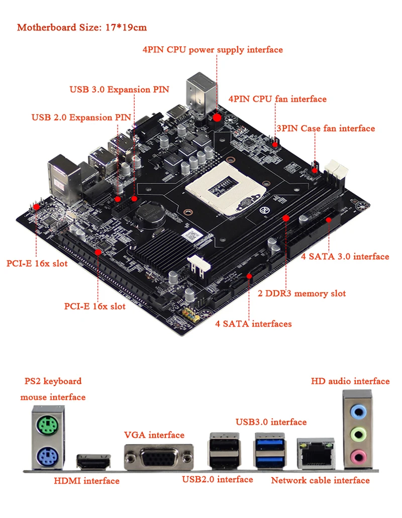 Материнская плата для ПК LGA115X M-ATX USB3.0 PCI-Express 16X слоты 4-го i3/i5/i7 946PIN процессор