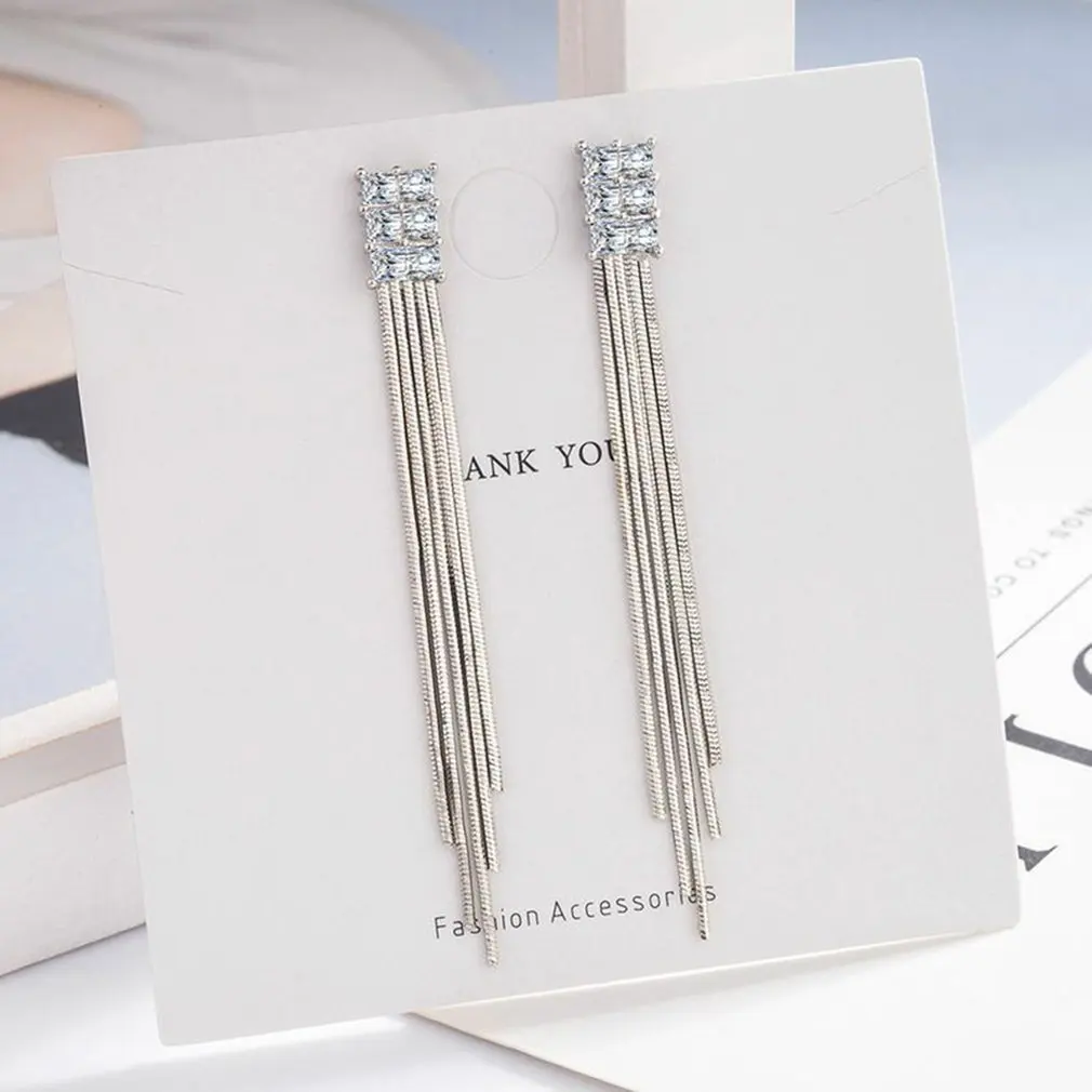 

2021 Korean TV Star Fashion Multi-layer Long Chain Rhinestone Tessal Earrings For Women Party Jewelry Gift Brincos