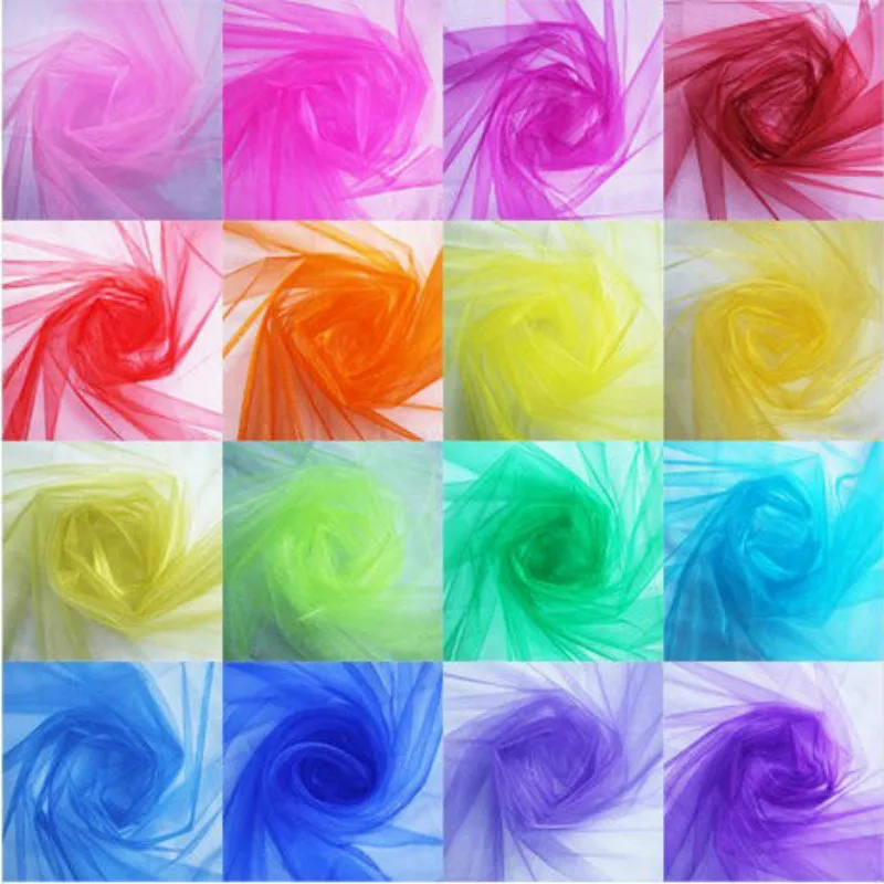 

48cm*5m Sheer Crystal Organza Tulle Roll Fabric Tutu Birthday Gift Wrap Wedding Arches Decoration Event Party Favors Supplies