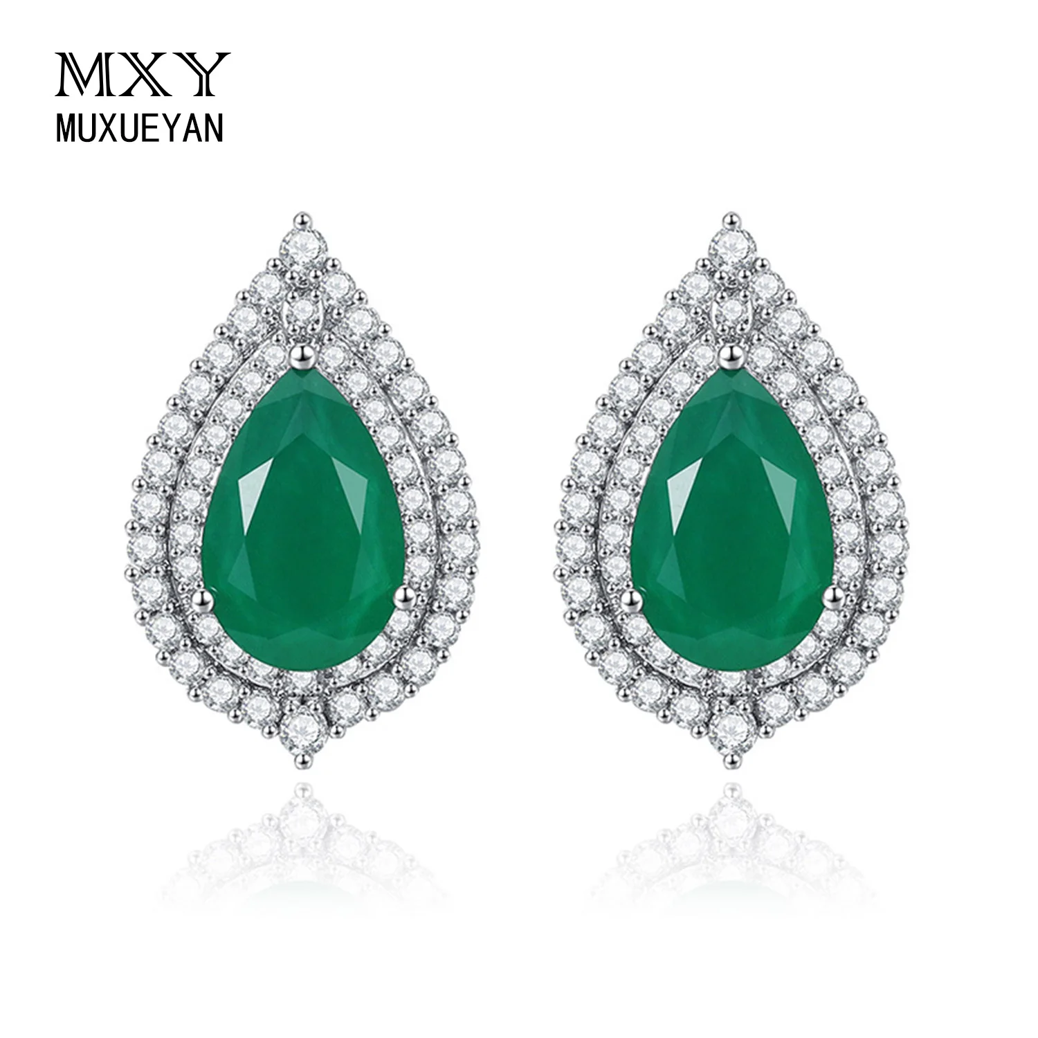 

Luxury Female Leaf Shape Crystal Zircon Stone Earrings 925 Sterling Silver Stud Earring For Women Wedding Christmas Gift Jewelry