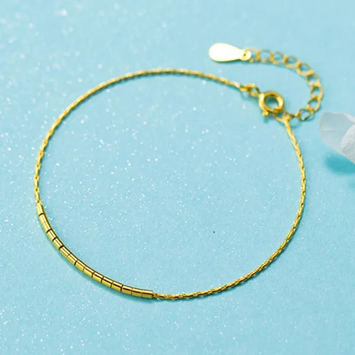 1 Pcs Gold Женский браслет из чистого 925 пробы серебра Trusta, Модный Ювелирный Браслет на цепочке 925, милый подарок для девочек, друзей, девушек-подростков DS1418 - Окраска металла: 1 Pcs Gold
