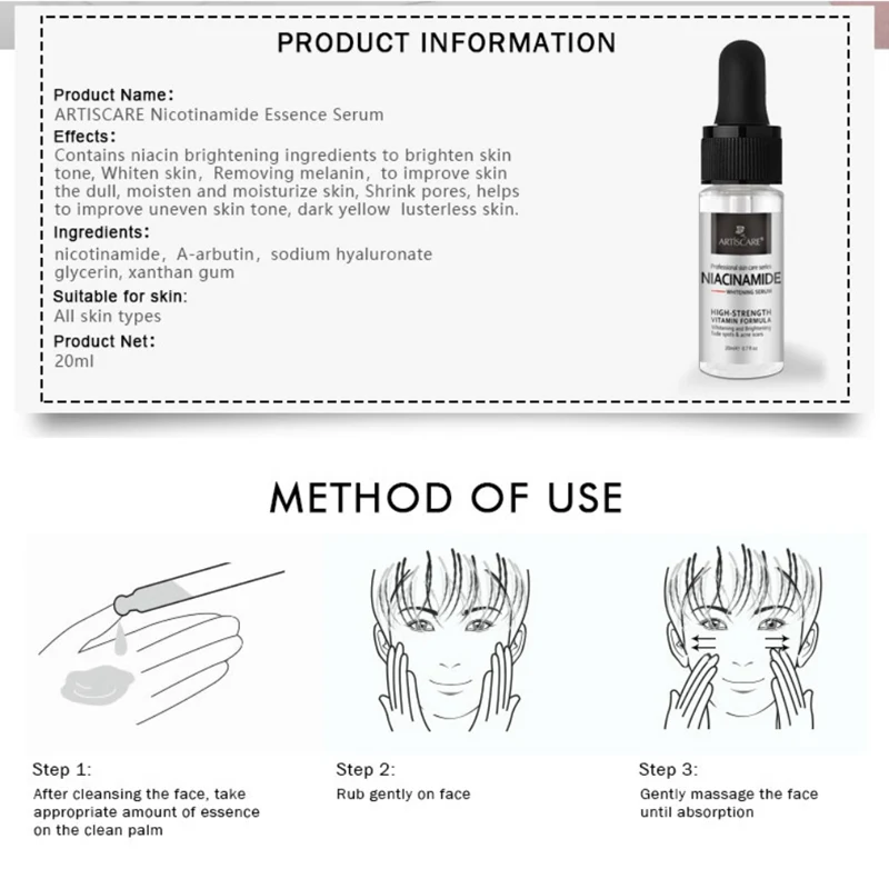 

20ml Nicotinamide Serum Facial Whitening Essence Anti Aging And Brightening Skin Care Lifting Firming Anti Wrinkle Cream Q1