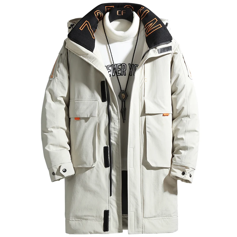 2021 New men's padded long casual white duckrdown down jacket hooded brand high quality coat winter snow letters fashion