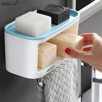 double layer soap holder toilet paper holders punch free plastic tissue box kitchen bathroom portable toilet paper holder