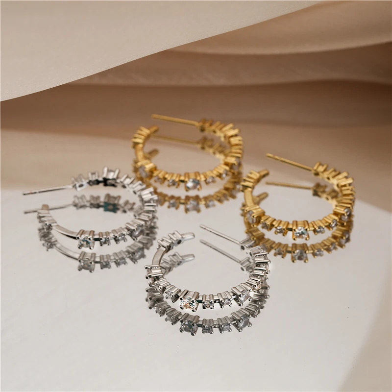 Серьги-гвоздики HECHENG, серьги-гвоздики типа C, циркониевые изысканные серьги для пирсинга, геометрические креативные прекрасные аксессуары