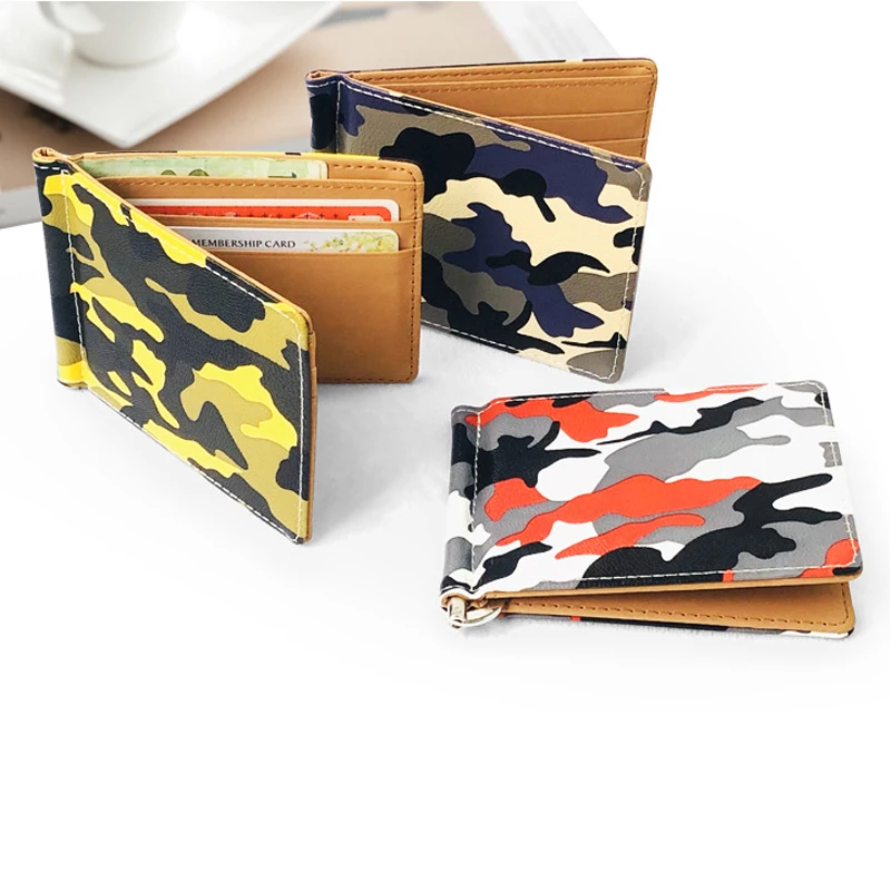 Новинка 2021 мужской кожаный кошелек в армейском камуфляжном стиле с зажимом для