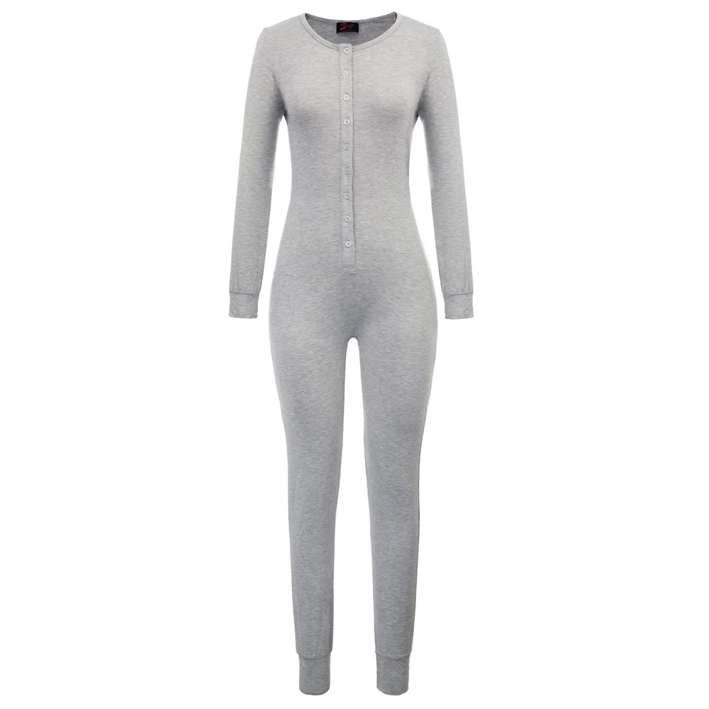 Комбинезоны женские осень зима удобные с длинным рукавом вырез лодочкой пижамы