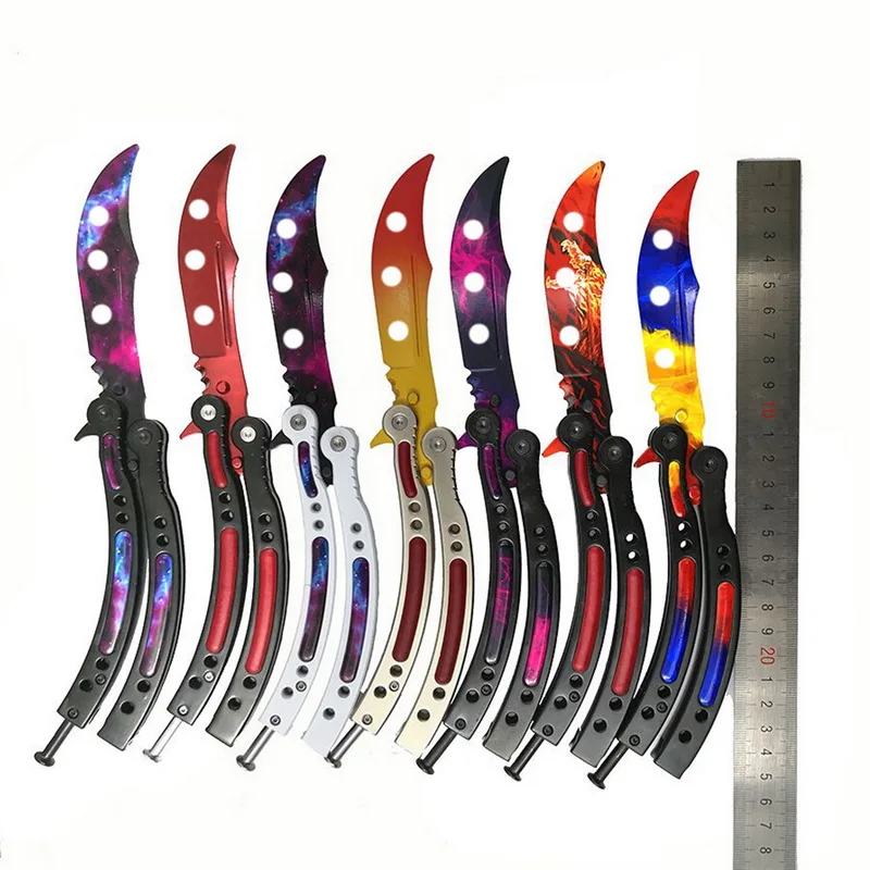Складной тренировочный непрактичный нож бабочка Balisong цветной практичный