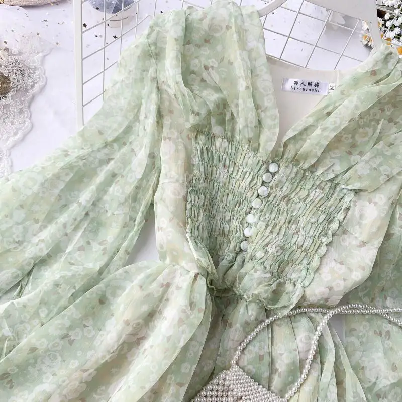 2019 Новое модное женское шифоновое цветочное французское винтажное милое платье |