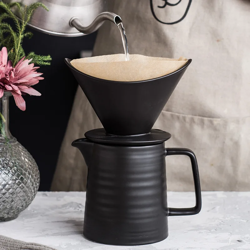 Керамический кофейник Meguro V60 термостойкий ручной работы с фильтром набор посуды