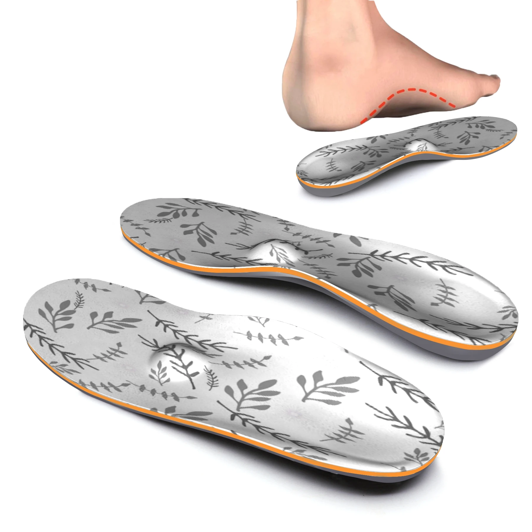 Серый стельки EVA-ортопедические с поддержкой высокого подьема память пены для бега и спортивной обуви для женщин.