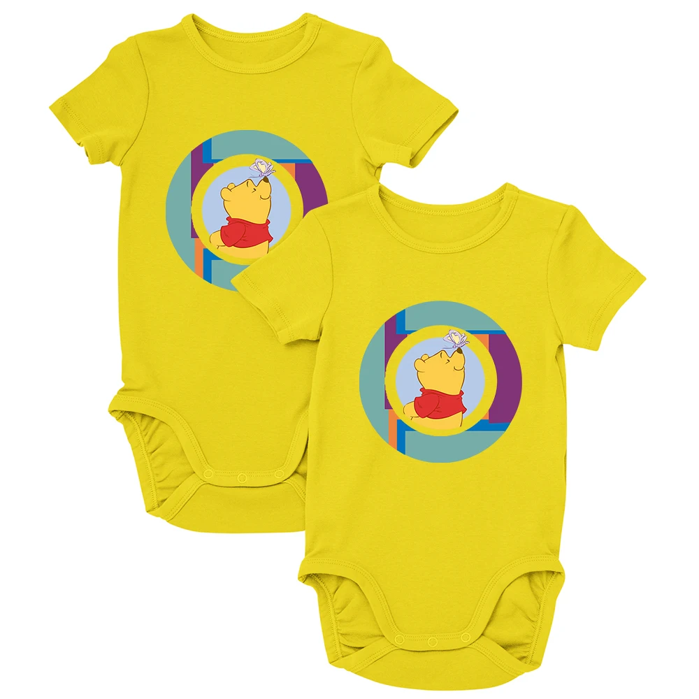 

Winnie the Pooh Aesthetic Cute Baby Short Seeve Romper Disney Cartoon Kawaii Baby Girl Bodysuits Boys Girls O-Neck Rompers