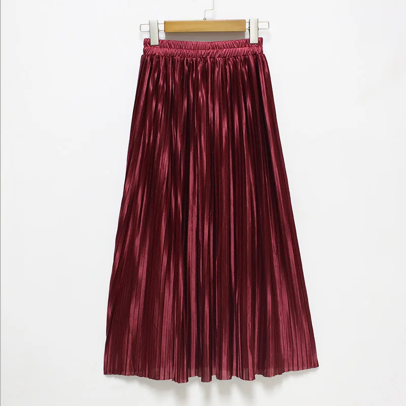 

Autumn Spring Women Chiffon Skirt Long Pleated Elastic Waist Saias Midi Faldas Vintage Midi Skirt Multi Color B12301X