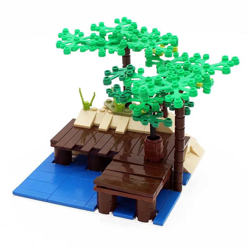 Moc DIY садовое дерево во дворе, светящиеся строительные блоки, кирпичные, совместимые с растениями в горшках, украшения, собирает с видом на город и улицы - Цвет: Черный