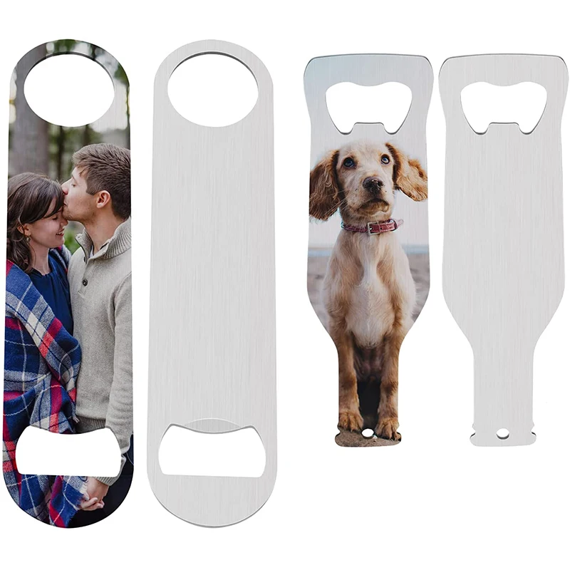 

Wholesale Beer Bottle Opener Sublimation Stainless Steel Flat Speed Quick Bottle Opener Cap Remover Kitchen Bar Tools For Party
