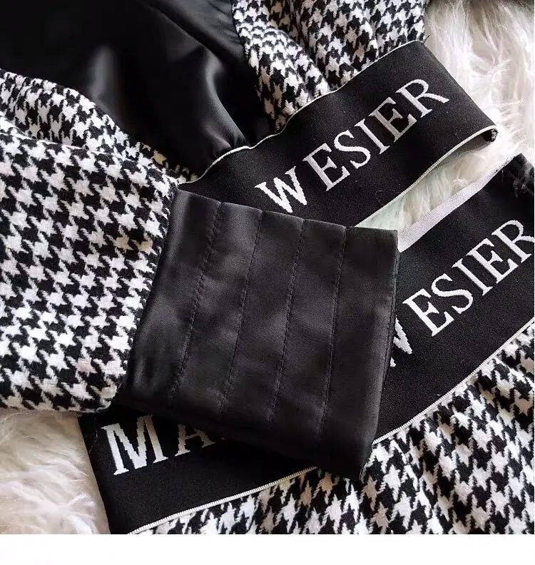 Твидовый комплект из двух предметов с надписью «Houndstooth», женские шорты с высокой талией и широкими штанинами, комплект с укороченным топом, осенняя Клубная одежда, сексуальная одежда для вечеринок
