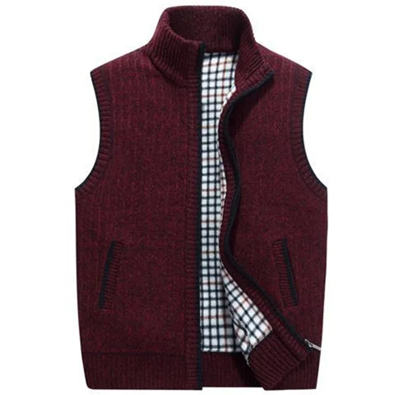 

Autumn Winter Pop Vest Men Cardigan Thick Stand Collar Large Size Jacket Men Fashion Loose Casual Vest Jacket Size M-3XL
