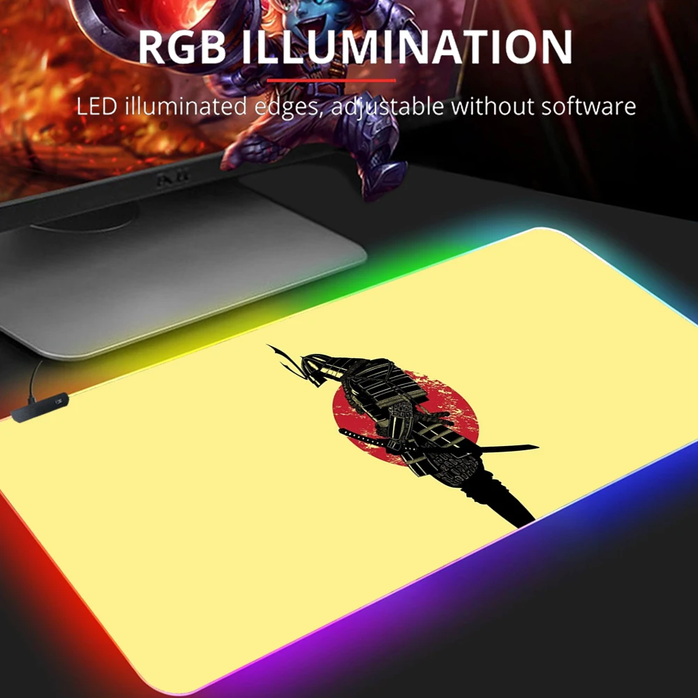 

RGB Gaming XL Mouse Pad Gaming Accessories Mause Pad Keyboard Desk Carpet Game Rubber No-slip Mouse Mat Japanese Bushido Samurai