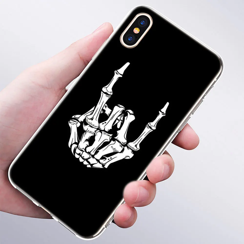 006 Роскошный мягкий силиконовый чехол для телефона Rock ролл череп для Apple iPhone 11 Pro XS Max X XR 6 6S 7 8 Plus 5 5S SE Модный чехол - Цвет: 006
