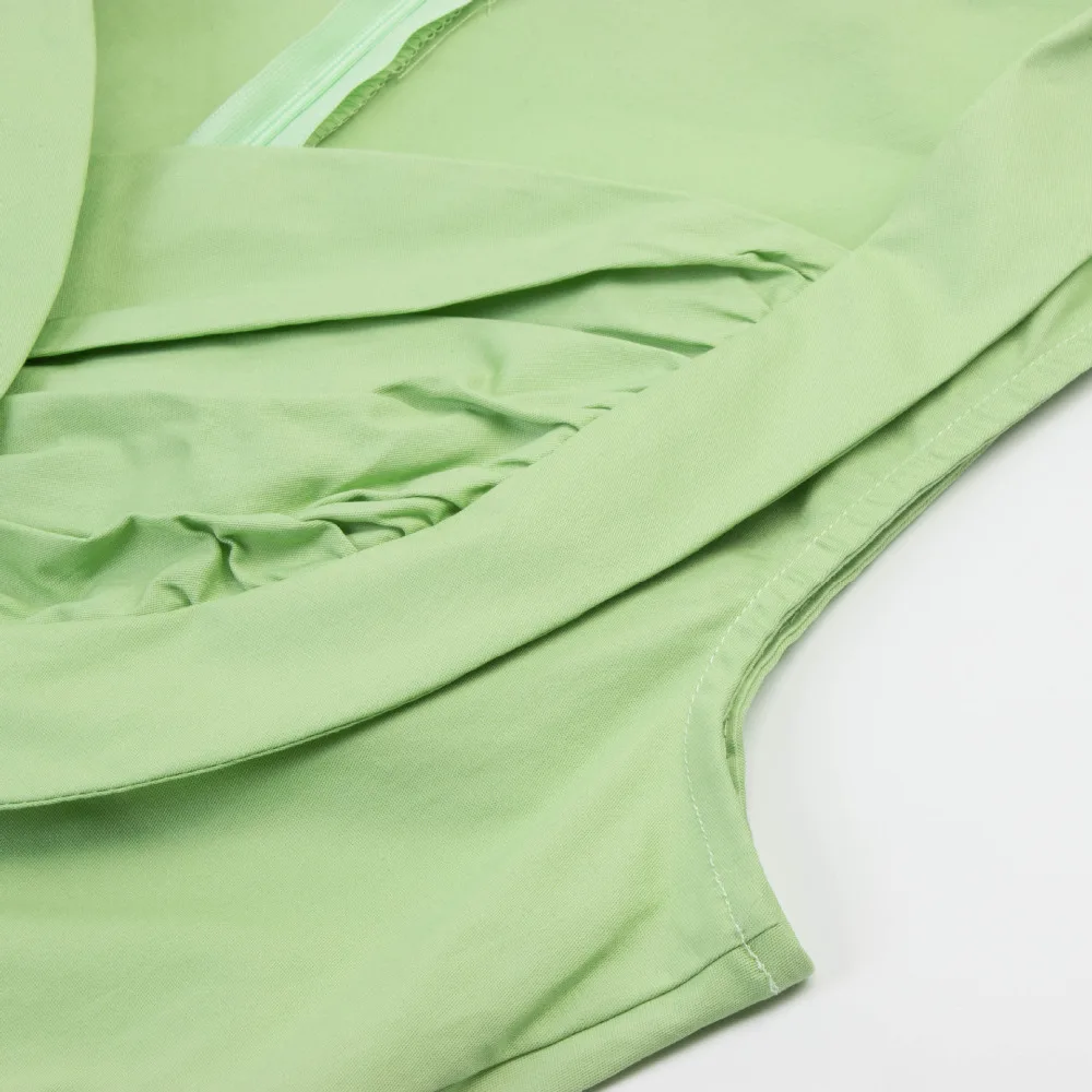 Винтажное Плиссированное зеленое платье без рукавов размера плюс с Горным