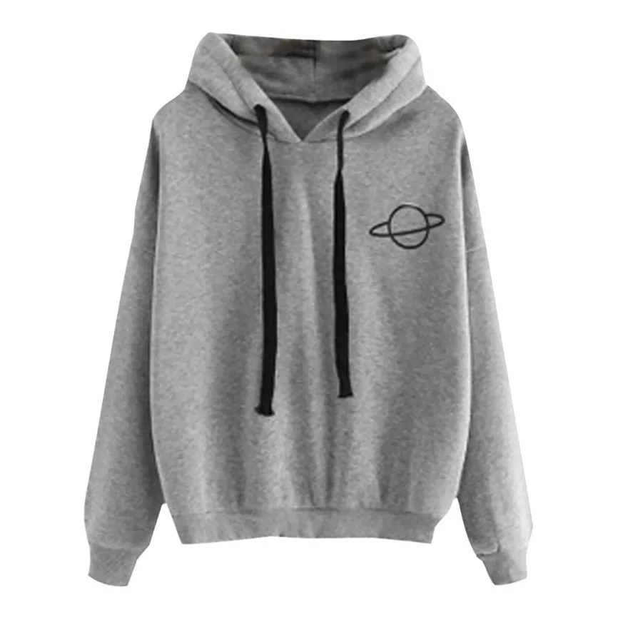 Gray Свитшоты с принтом женская с длинным рукавом Перемычка Hoody пуловер Топ Блузка Женская толстовка Poleron Sudadera Con Capucha - Цвет: Gray