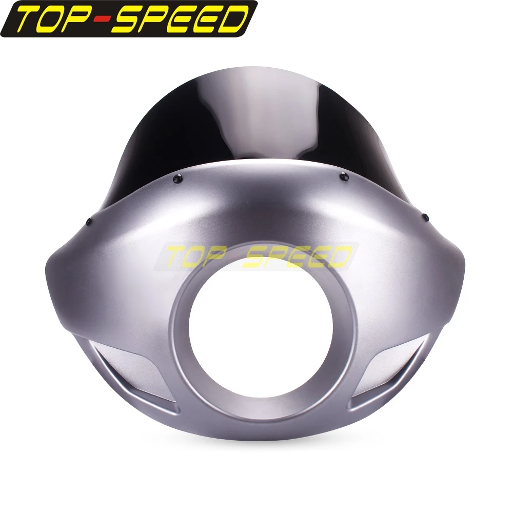 

Matte/Glossy Black Sliver 5.75" Headlight Fairing w/Short 7" Windshield Front Lamp Mask for Harley Dyna Softail FXBR FLSB FLDE